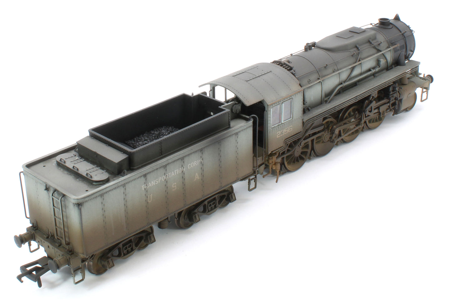 Bespoke Weathered 926004 USATC S160 2-8-0 SR Wartime Light Grey with Transportation Corps U.S.A on Tender No.2356 Steam Locomotive - Deluxe Weathered