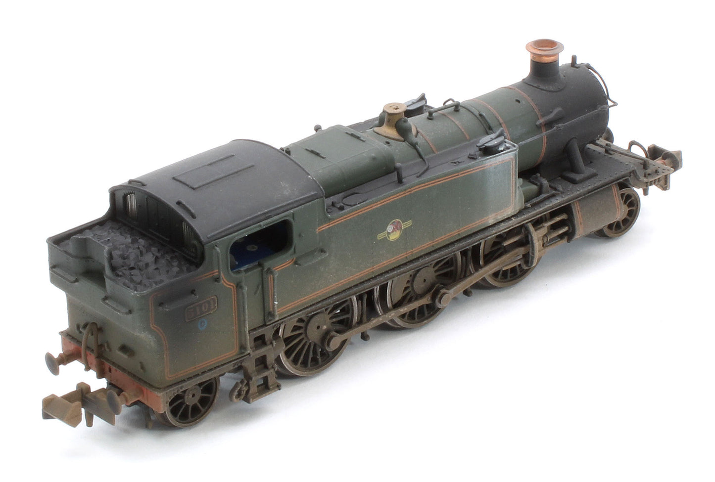 S2103-07W Bespoke Weathered Class 5101 Large Prairie British Railways BR Lined Green (Late Crest) 2-6-2 Tank Locomotive No.5101