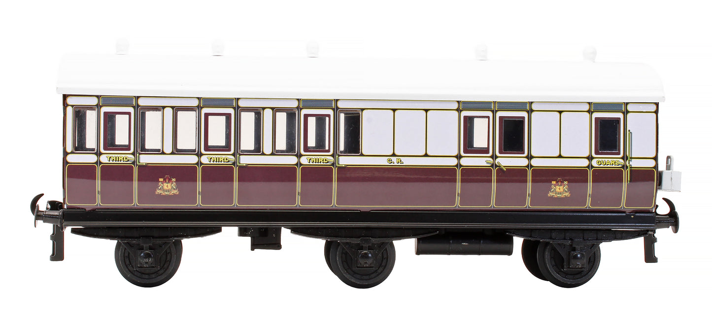 Pre-Owned Set 7 Set Of 3 Caledonian Railway Plum & White Passenger Coaches