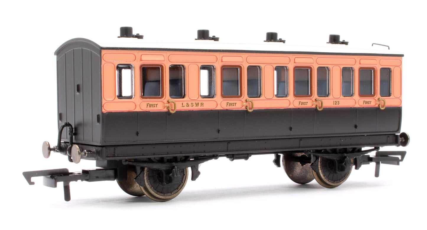 4 Wheel Coach 1st Class LSWR Brown No.123 with Fitted Lights