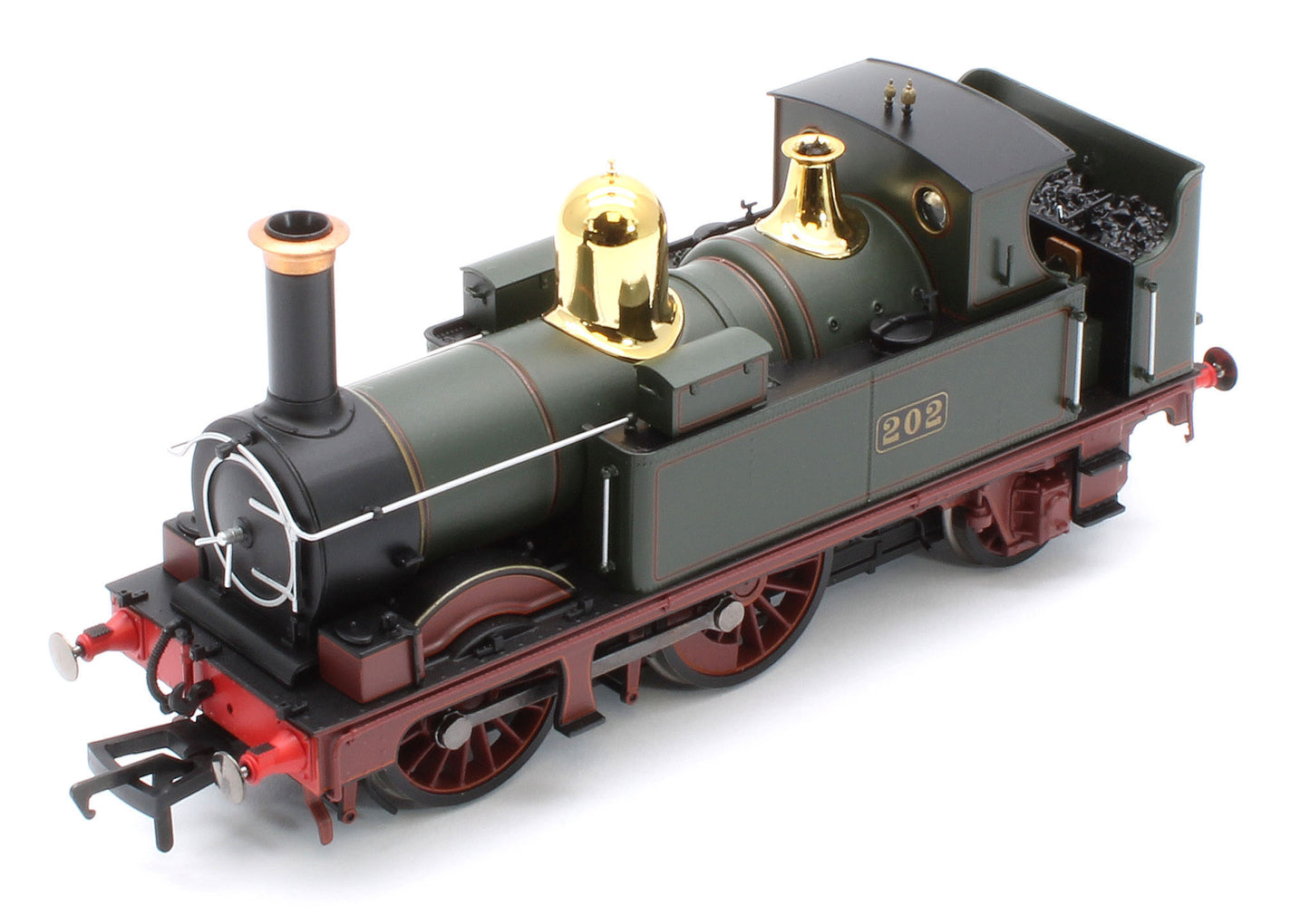 4S-517-001D GWR 517 Class 0-4-2 202 Lined G.W Green Red Frames Steam Locomotive - DCC Fitted