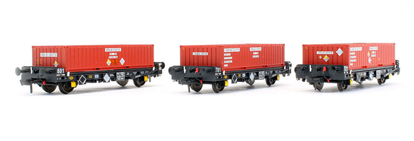 Pre-Owned Set of 3 DRS PFA Container Flat Wagons