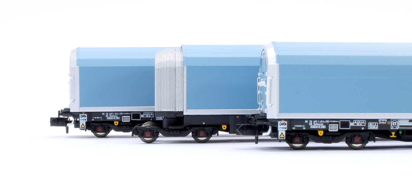 N/2mm 5-car Arbel WIA car carrier plain blue. Wagon number 85 70 4971 011-7