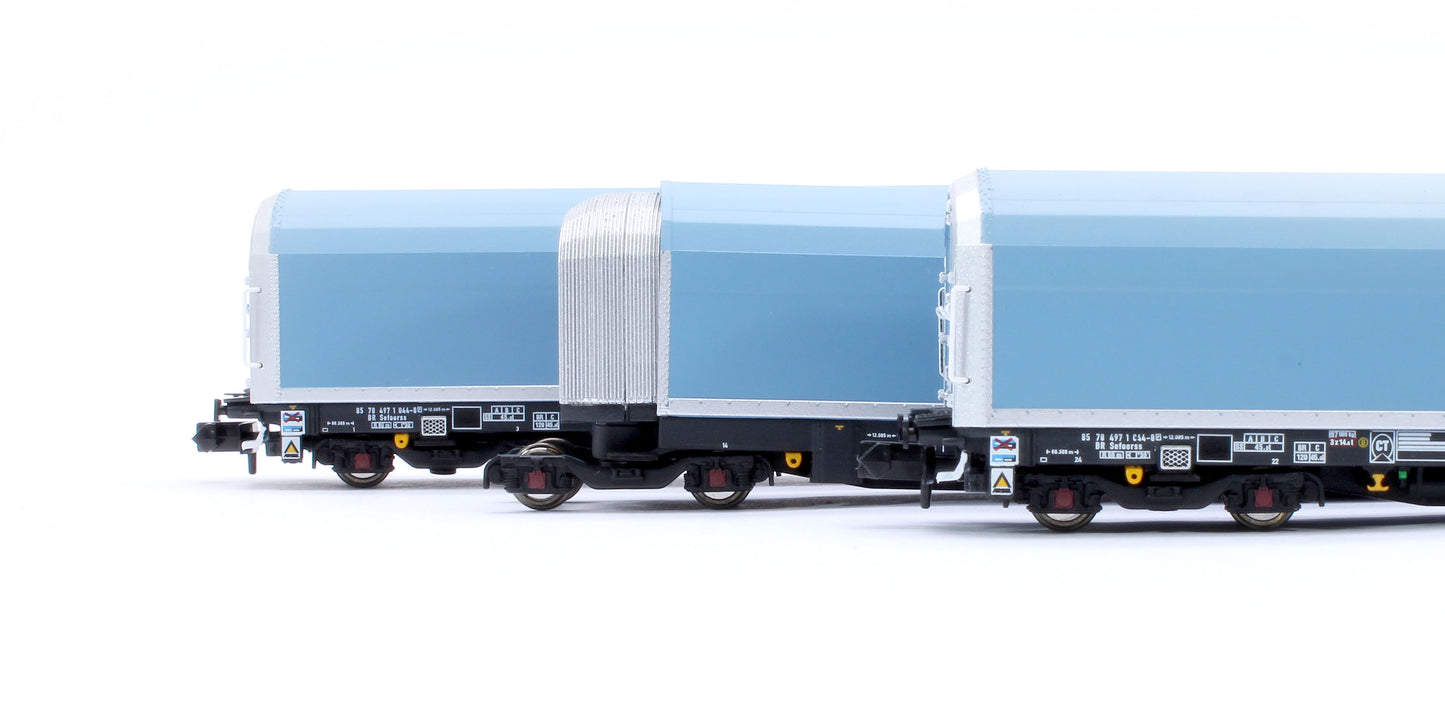 N/2mm 5-car Arbel WIA car carrier plain blue. Wagon number 85 70 4971 044-8