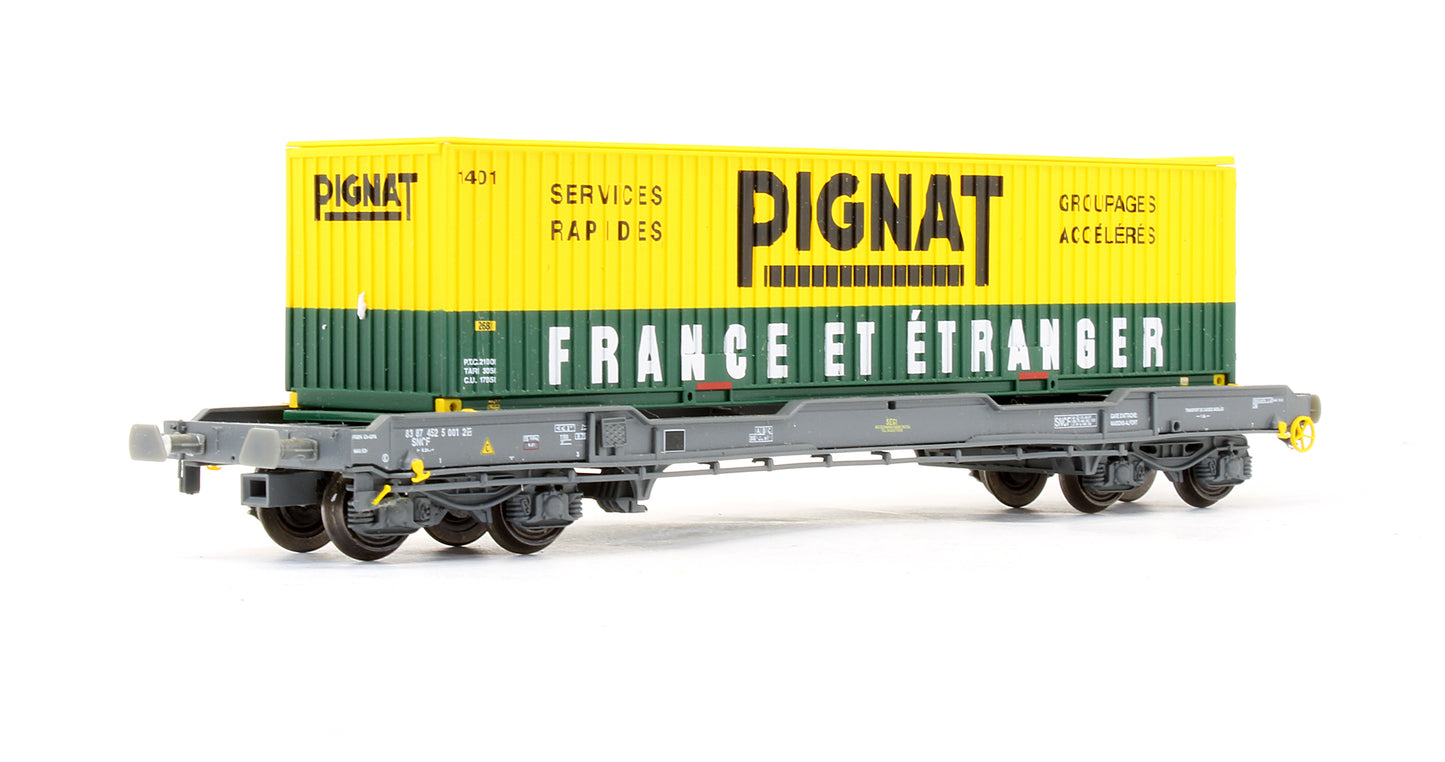 Pre-Owned SNCF Bogie Wagon '83 87 452 5 001 2' With Container