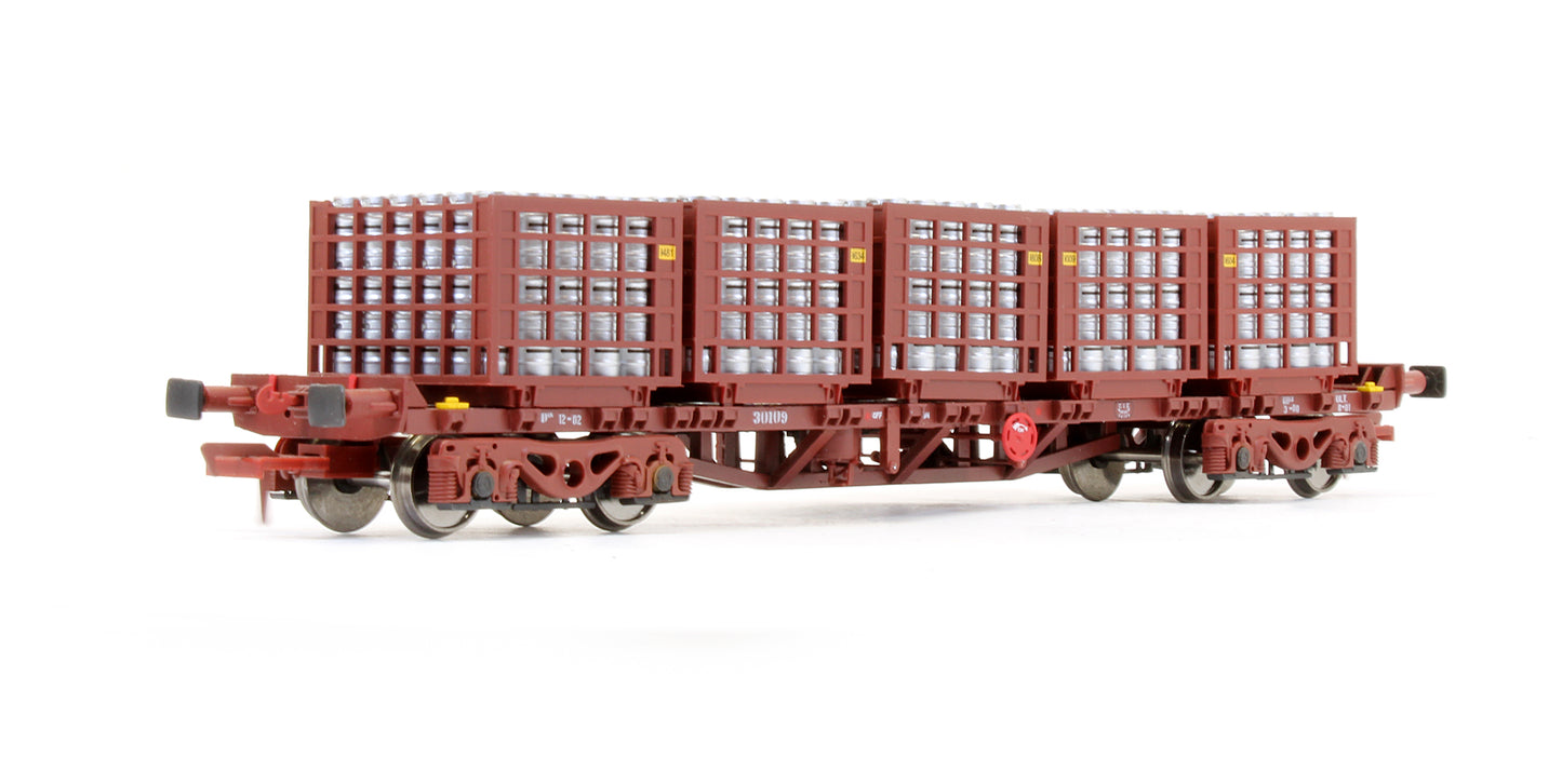 Pre-Owned IRM1077-C CIE / Irish Rail 42ft Bogie Flat Wagon Red Oxide With Beer Kegs - Twin Pack