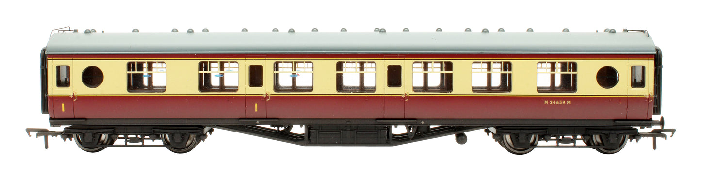 Pre-Owned 39-456A LMS 60ft 'Porthole' First Corridor Coach in BR Crimson & Cream 'M24659M' - Weathered