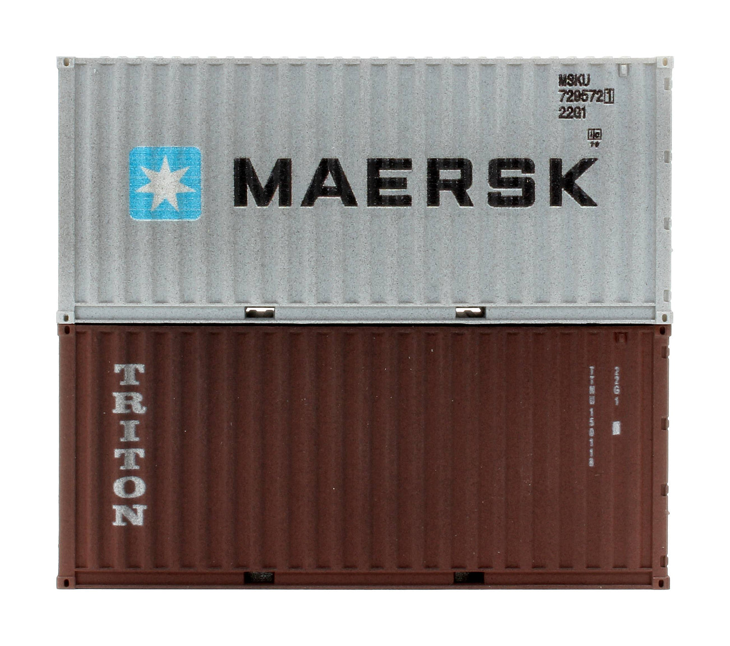Pre-Owned 4F-028-052 20ft Maersk & Triton '729572-1 & 150118' Twin Pack - Weathered