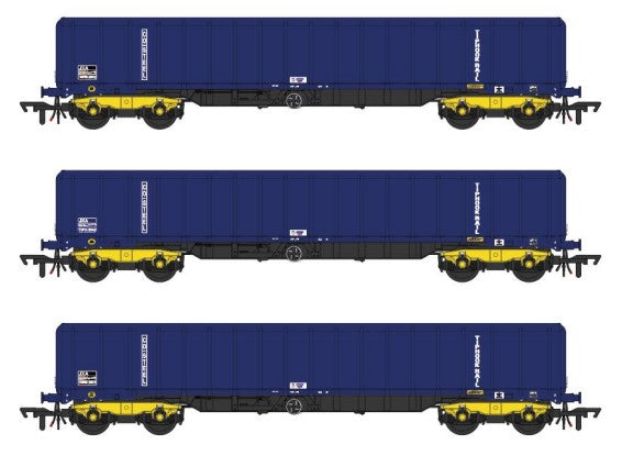 Set of 3 JXA Bogie Scrap Wagons TIPH Blue As Converted 1995 No.3012/3042/3051 - Weathered