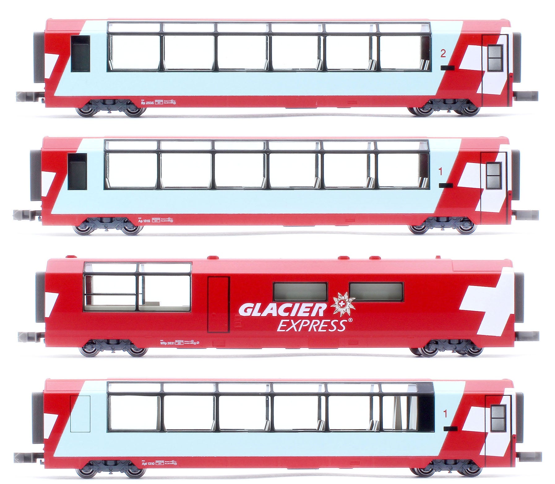 Kato 10-2027 46661 RhB Glacier Express Coach Set (4) VI – Rails