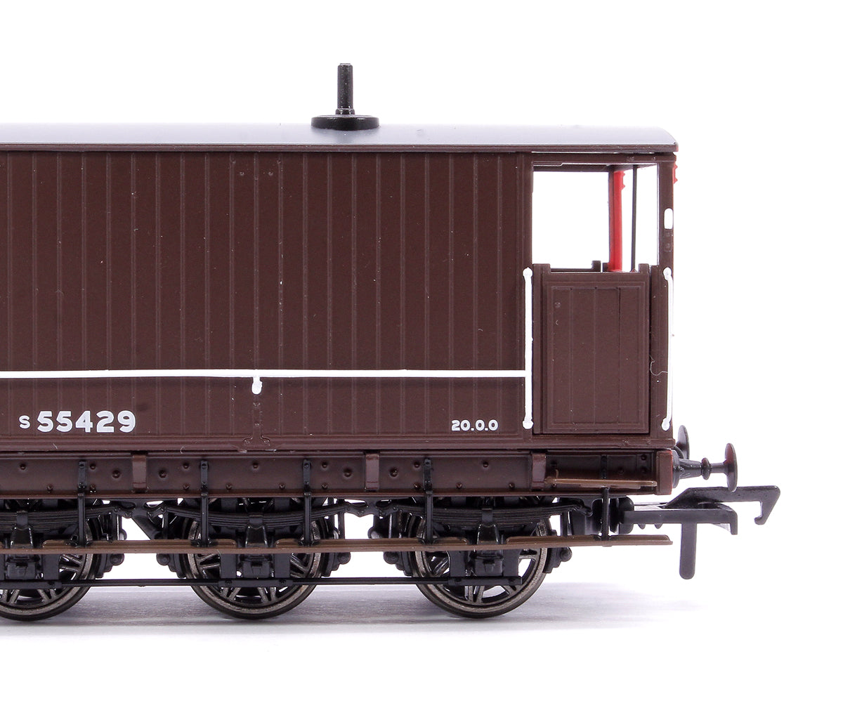 SECR 6 Wheel Brake Van No. S55429, SR brown with red ends (BR lettering)