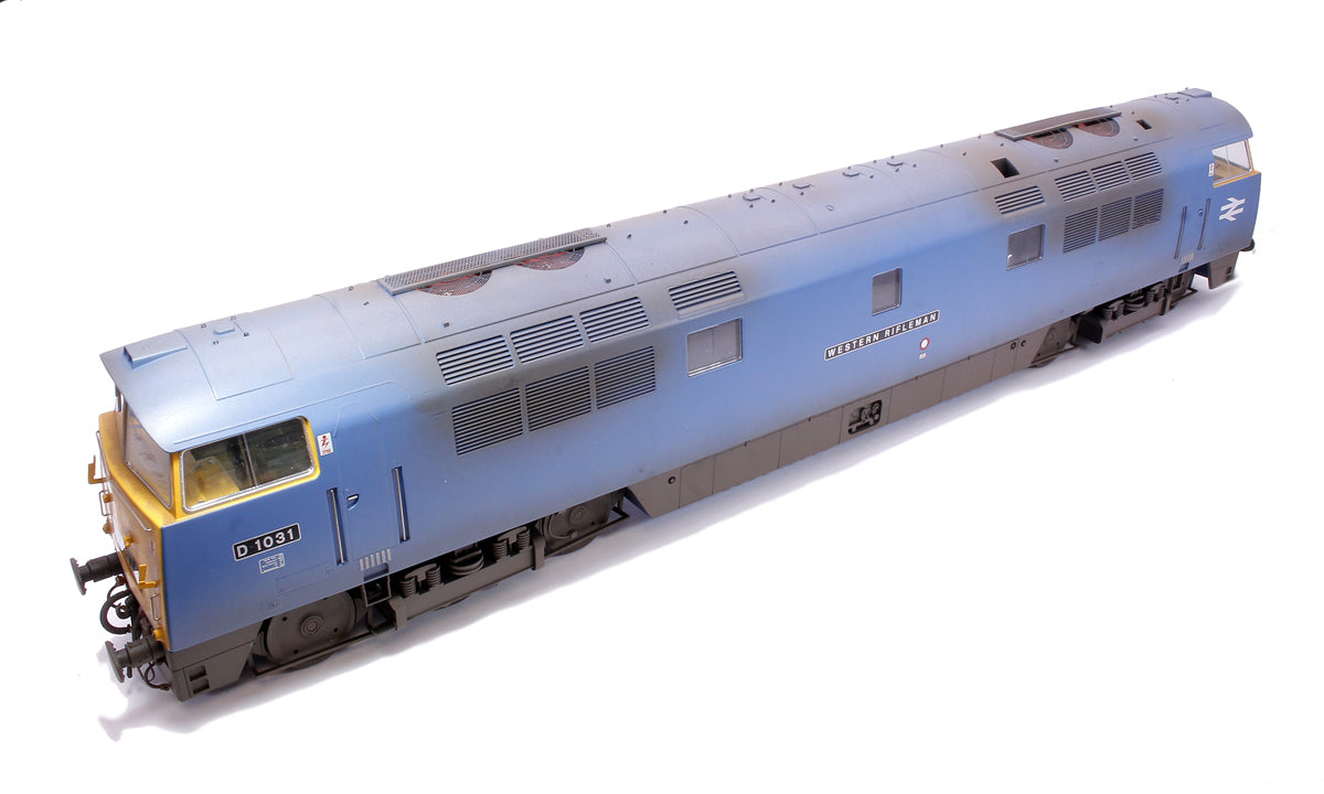 Class 52 D1031 BR Blue Western Rifleman (full yellow ends) Diesel Locomotive - Weathered