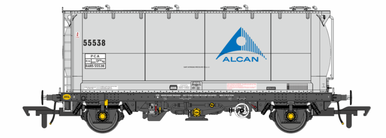 RT-PCA20-201B Pack of 4 Alcan liveried PCA tanks (with ladders). Numbers: 55541, 55544, 55547, 55550