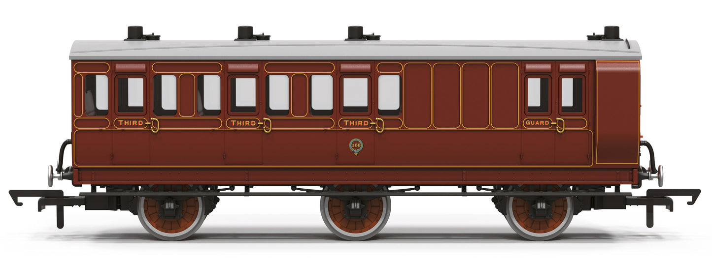 R40540 6 wheel Brake Third coach LBSCR Lined Brown 106