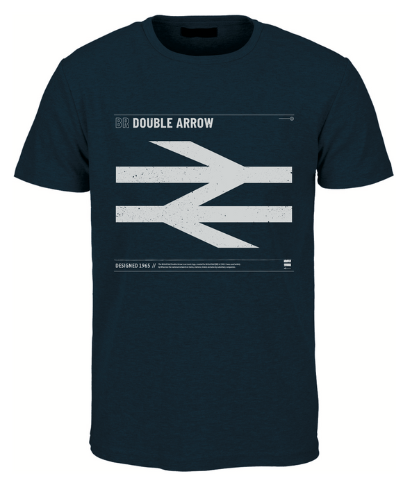 British Railways Heritage BR Double Arrow Logo Railway T Shirt (French Blue)
