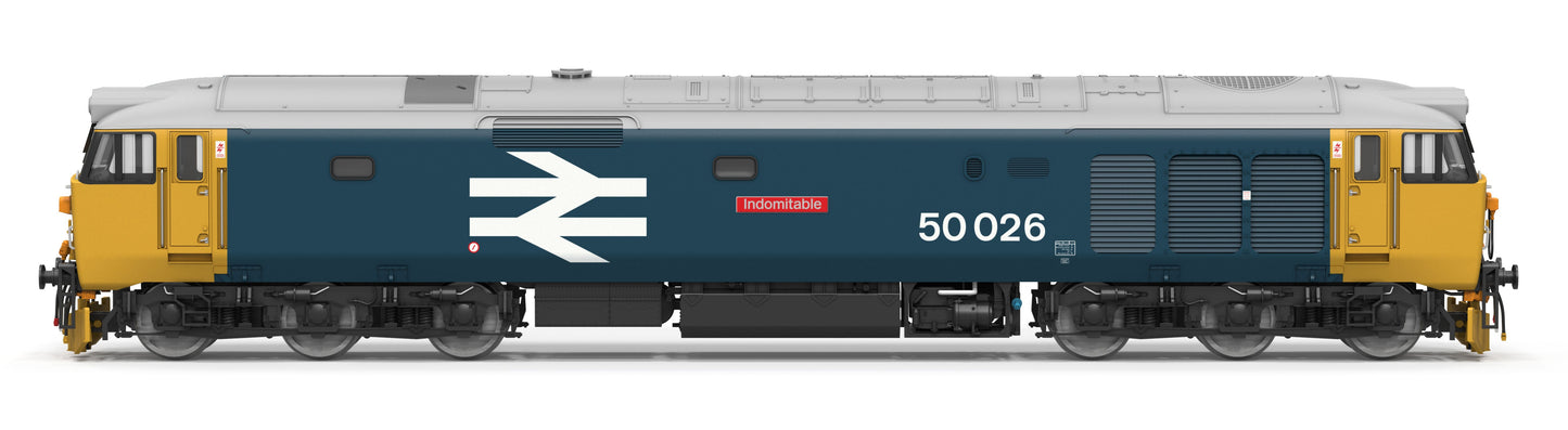 TT3067M Class 50 BR Large Logo Blue '50026' 'Indomitable' Diesel Locomotive