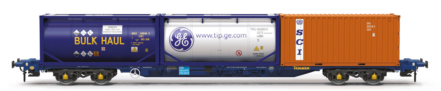 TT6057 Touax KFA Container Wagon with Tip Tanktainer SCI 20 Container and Bulk Haul Tanktainer