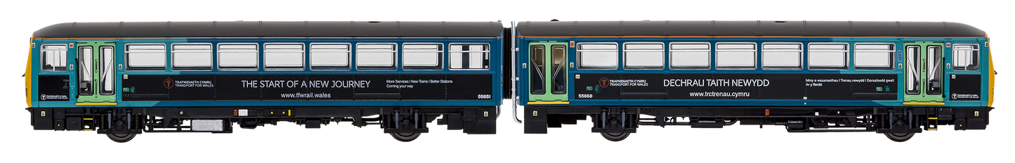 Class 143 2 Car DMU 143602 Arriva Dark Blue With Transport For Wales Graphics