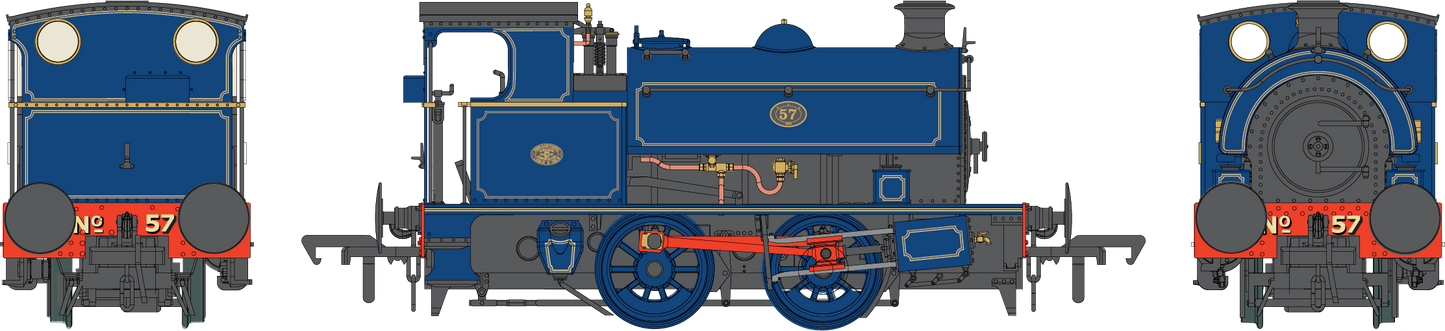 4S-024-013 Hawthorn Leslie 0-4-0ST Lined Blue Port of London No 57 Steam Tank Locomotive