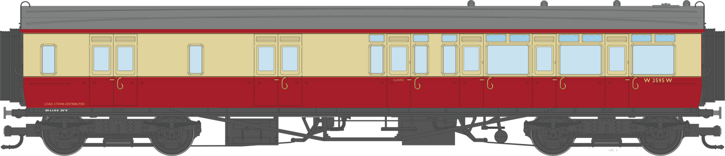 4P-021-605 GWR Corridor Toplight BR Crimson & Cream Brake Third RH W3565W