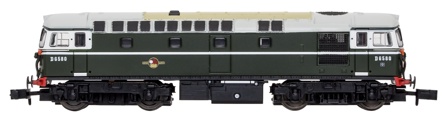 Class 33/1 D6580 BR Green Very Small Yellow Panels Diesel Locomotive - DCC Fitted