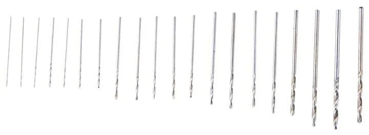 20 Piece high speed steel (HSS) micro drill bits (0.3mm - 1.6mm)