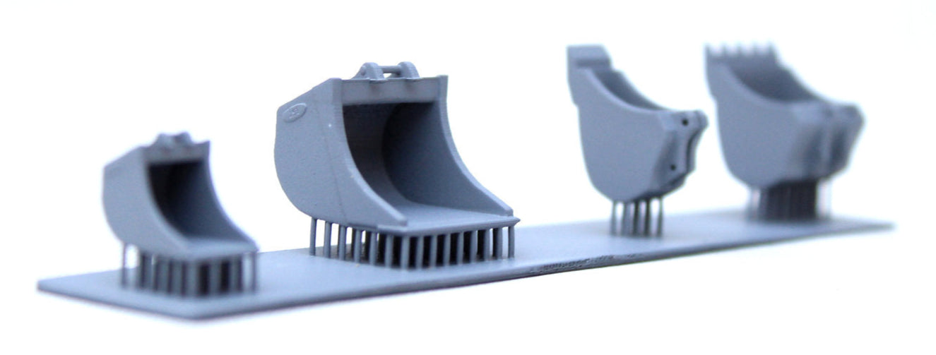 Digger Buckets - UNPAINTED - Pack of 4 1:76 OO Gauge