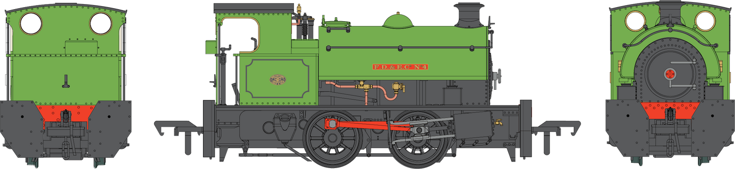 4S-024-011S Hawthorn Leslie 0-4-0ST Green Lined Black FD & EC No 4 Steam Tank Locomotive - DCC Sound