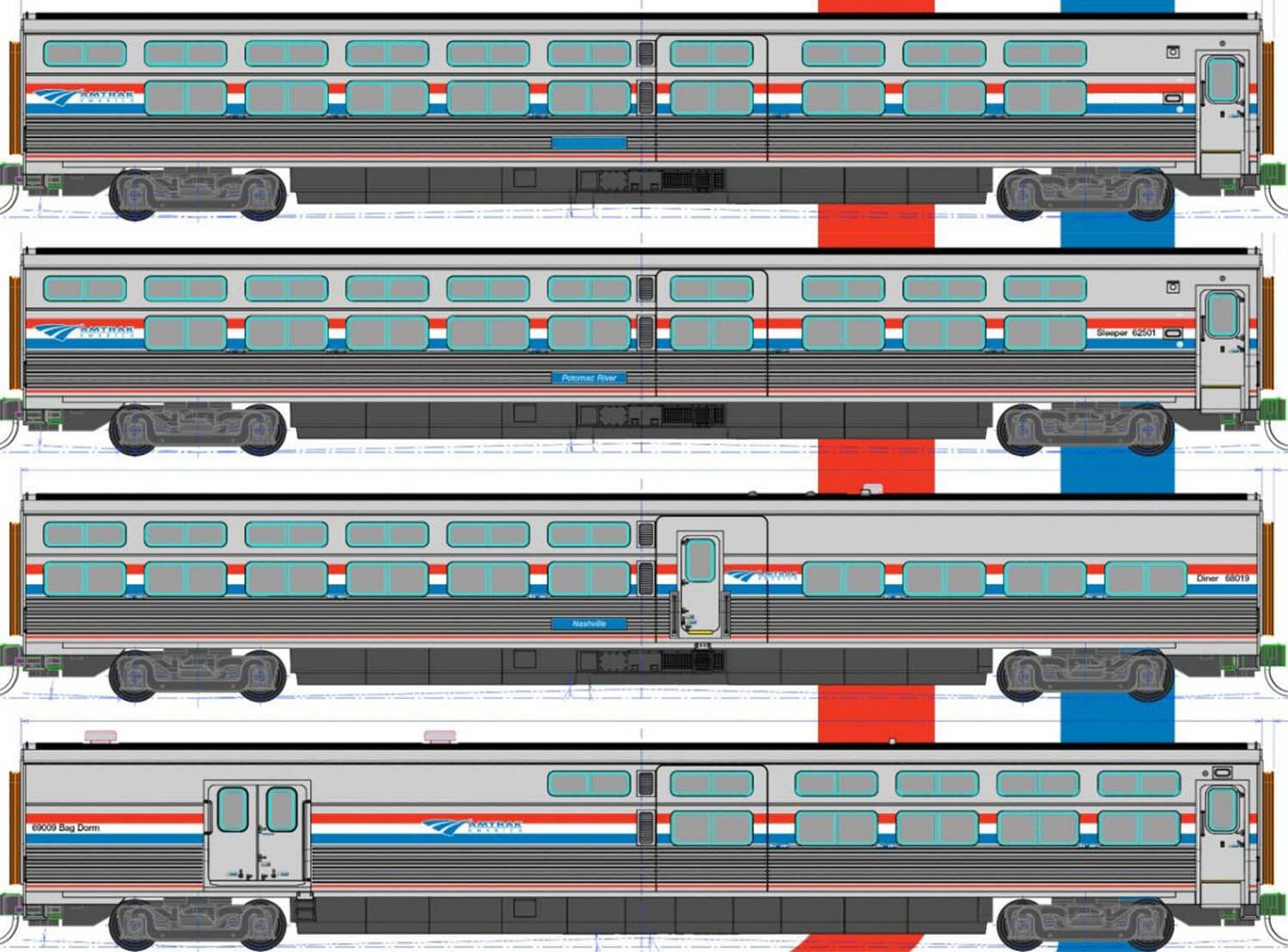 Viewliner II Coach Set (4) Amtrak PhIII