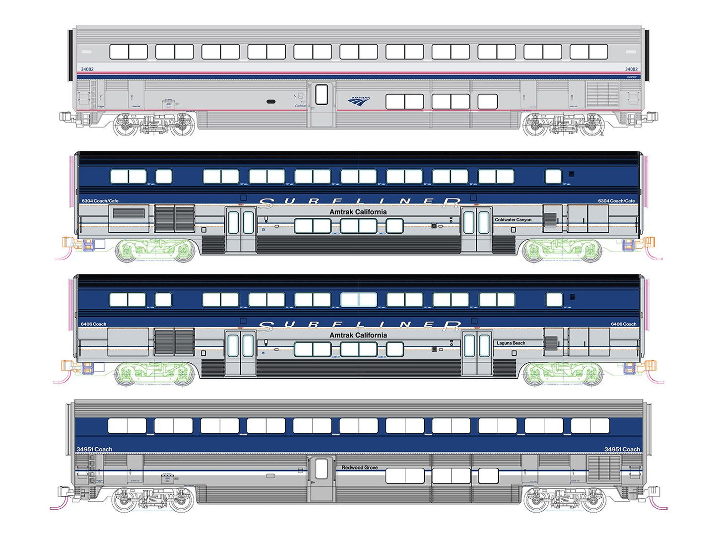 Amtrack Surfliner 4 Car Add on Set