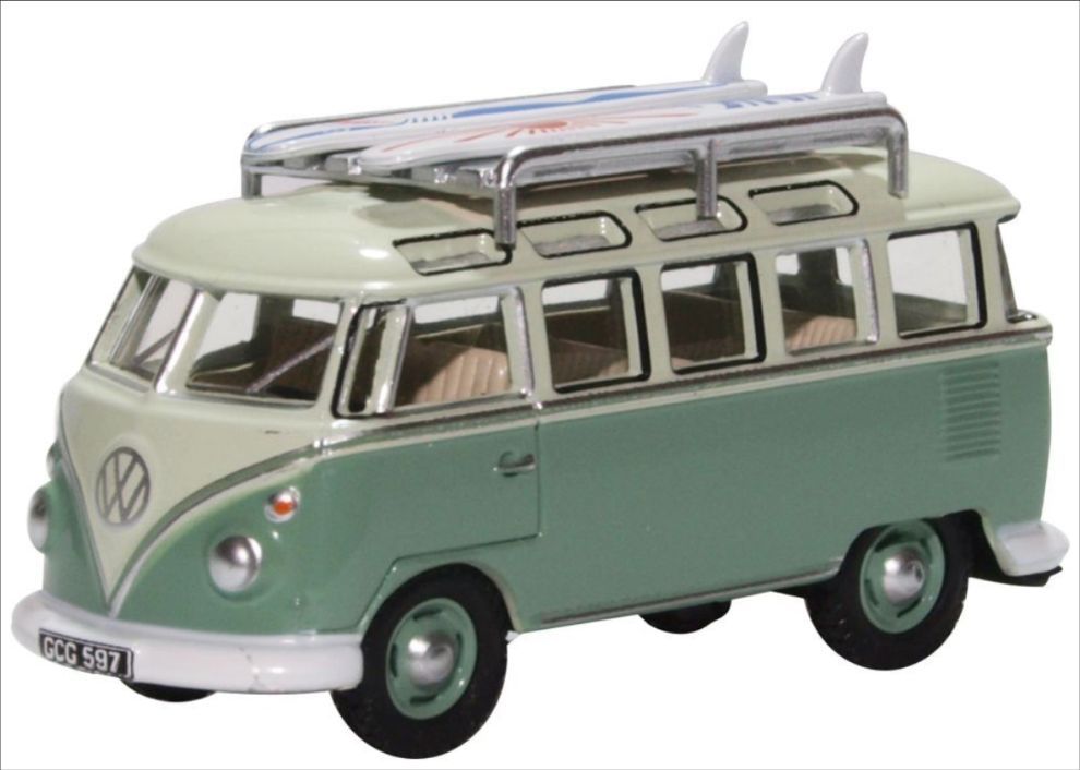VW T1 Samba Bus/Surfboards Turquoise/Blue White