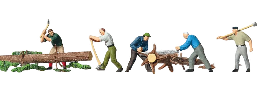 PR10495 Lumberjacks (5) with Logs Exclusive Figure Set