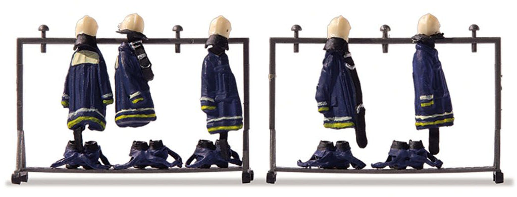 PR17719 Fireman's Blue Uniforms (5) on Racks (2)