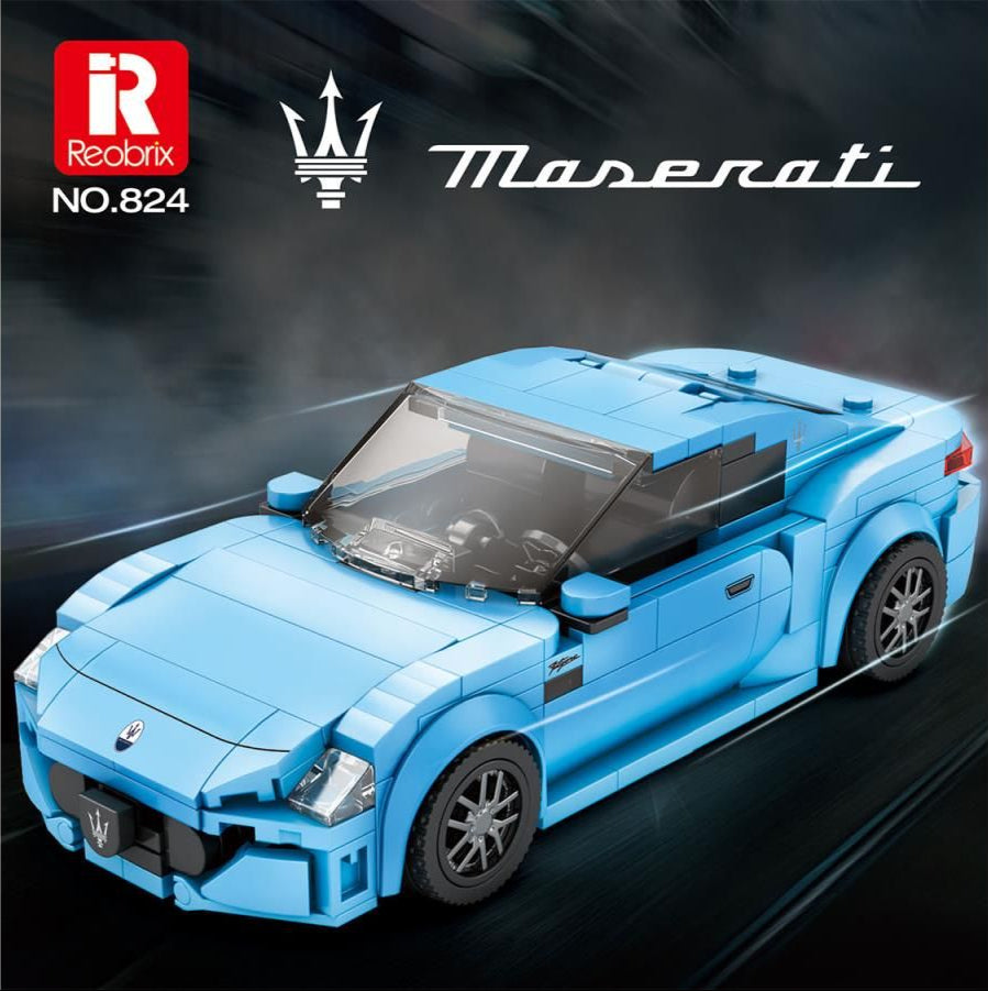 Maserati Sky Blue Sports Car 384pc Construction Set