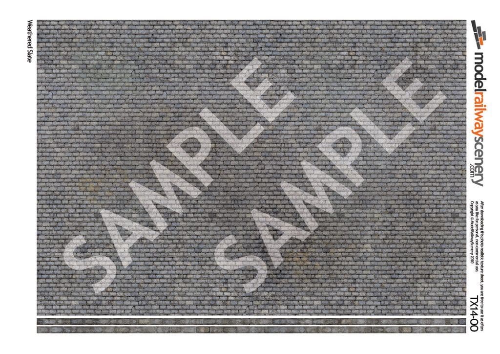 OO/HO Weathered Slate Roofing Texture Paper (x5)