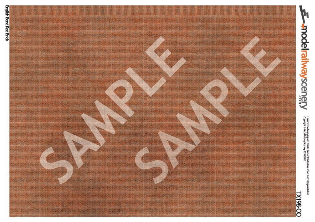 TX198 OO/HO English Bond Red Brick Texture Paper (x5)