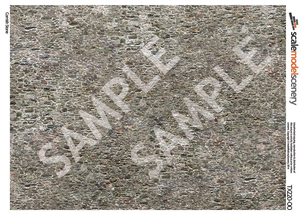 TX220 OO/HO Old Stone Wall Texture Paper (x5)