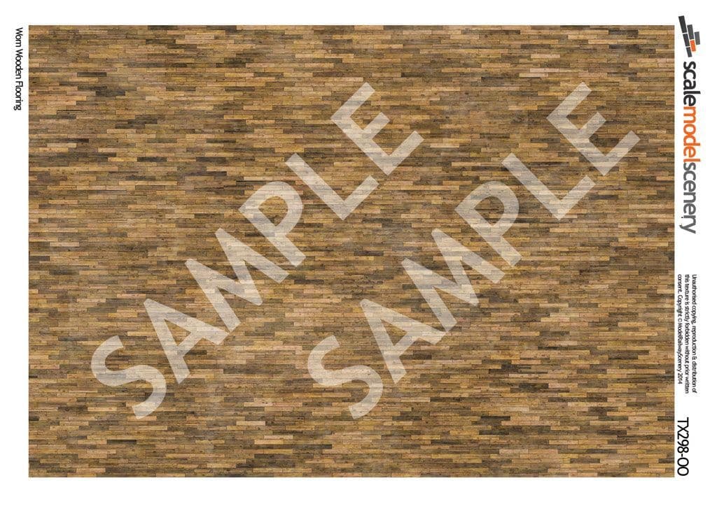 OO/HO Worn Wooden Flooring Texture Paper (x5)
