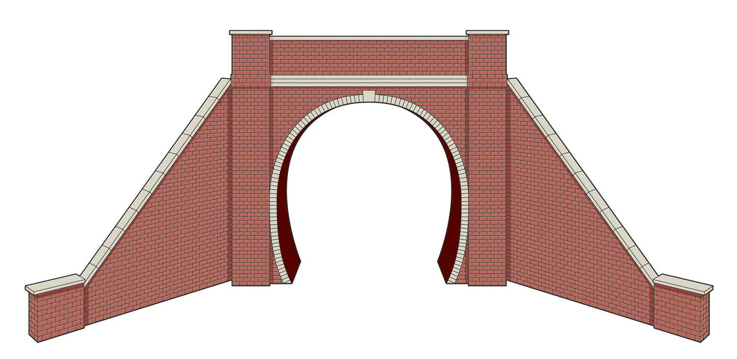 LK12171 Lineside TT:120 Lineside Tunnel Portals with Wing Walls, Brick, Single Track