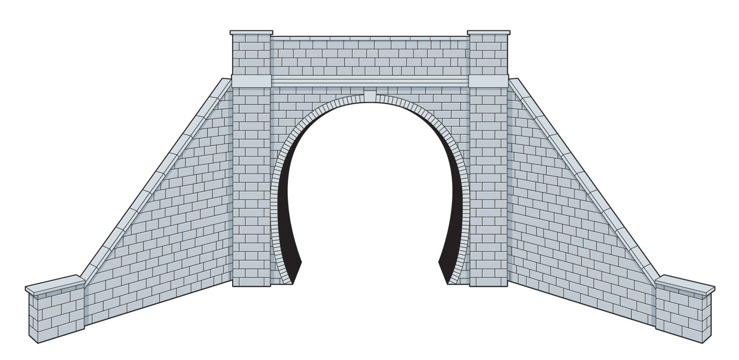 LK12172 Lineside TT:120 Lineside Tunnel Portals with Wing Walls, Stone, Single Track