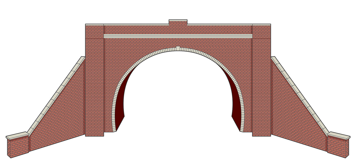 LK12173 Lineside TT:120 Lineside Tunnel Portals with Wing Walls, Brick, Double Track
