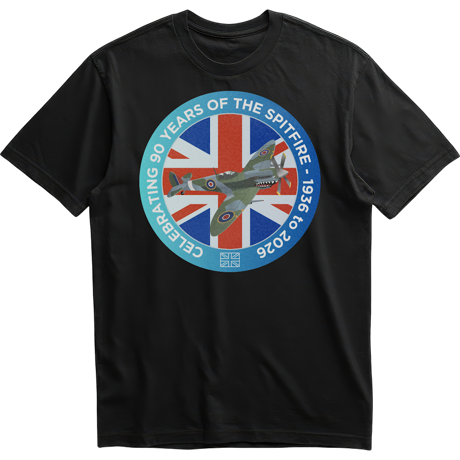 Supermarine Spitfire 90th Anniversary T-Shirt (Black)