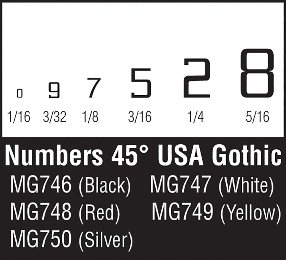 45° USA Gothic Numbers Black