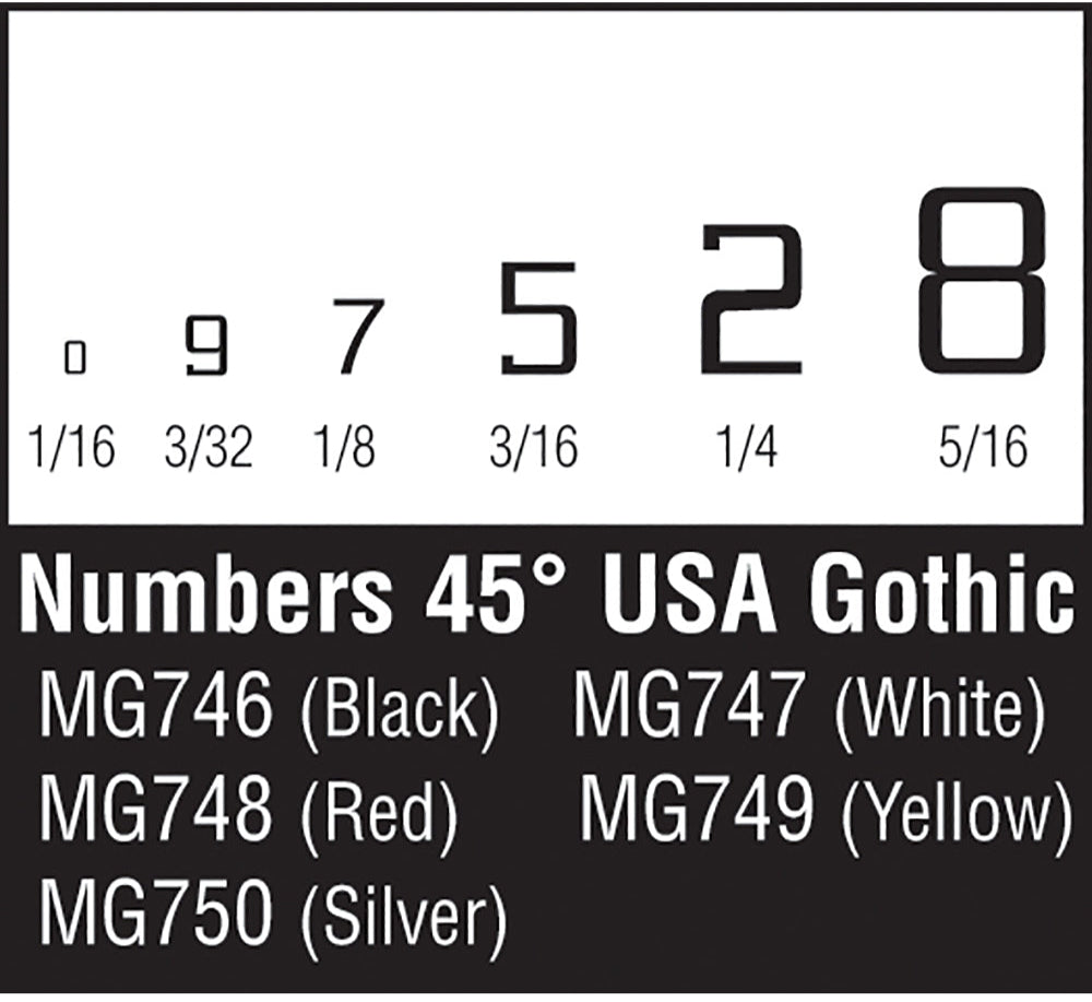 45° USA Gothic Numbers Yellow