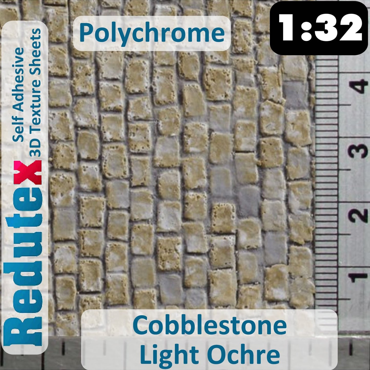 COBBLESTONE Lt Ochre POLYCHROME 1:32 1 3D Self Adhesive Texture Sheet