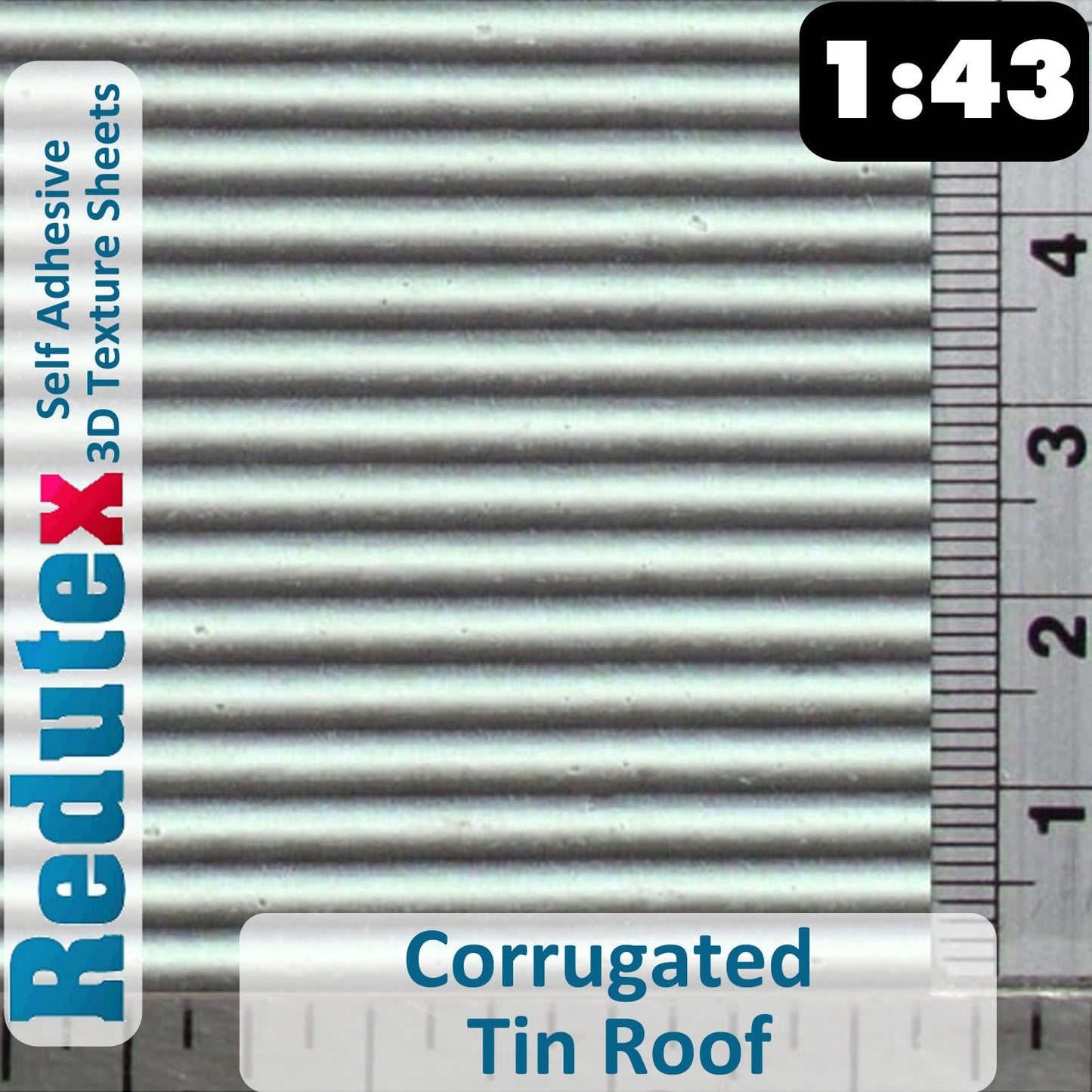 CORRUGATED TIN ROOF Light Grey 1:43 O 3D Self Adhesive Texture Sheet