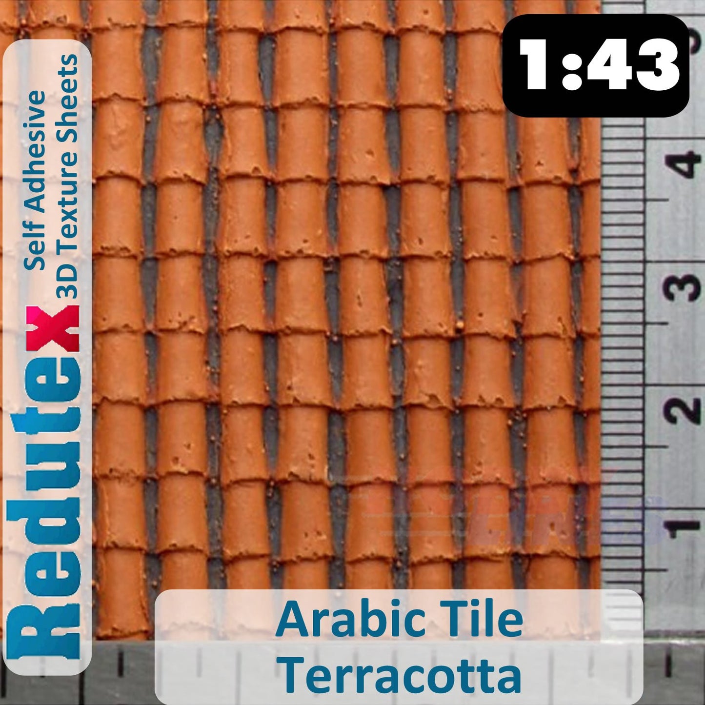ARABIC TILE Terraccotta POLYCHROME 1:43 O 3D Self Adhesive Texture Sheet