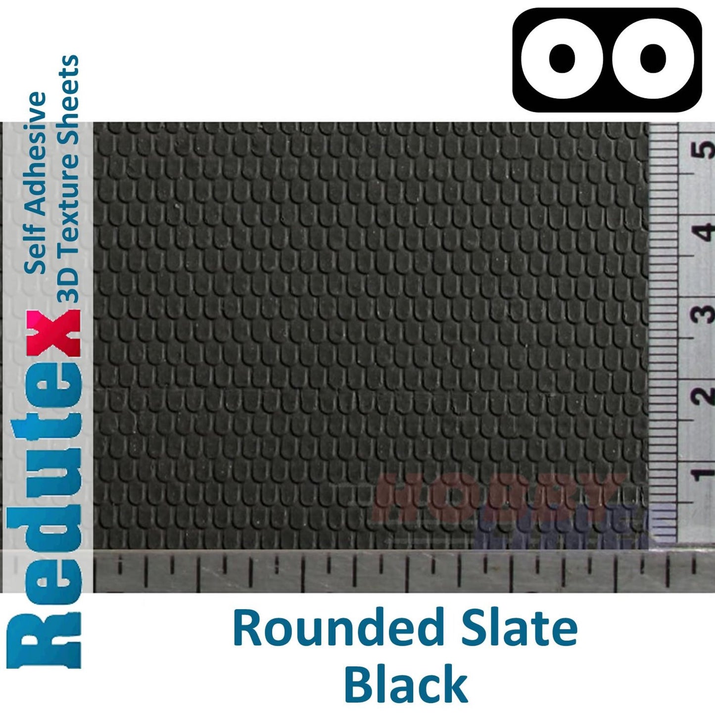 Rounded Slate Black OO 3D Self Adhesive Textured Sheet