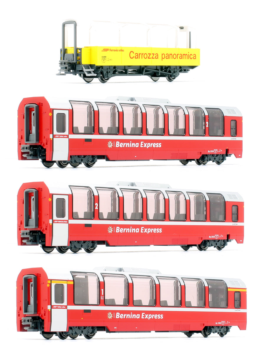 Kato 10-1656 Rhätische Bahn Bernina Express - Coffret Additionnel De 4 Voitures, échelle N