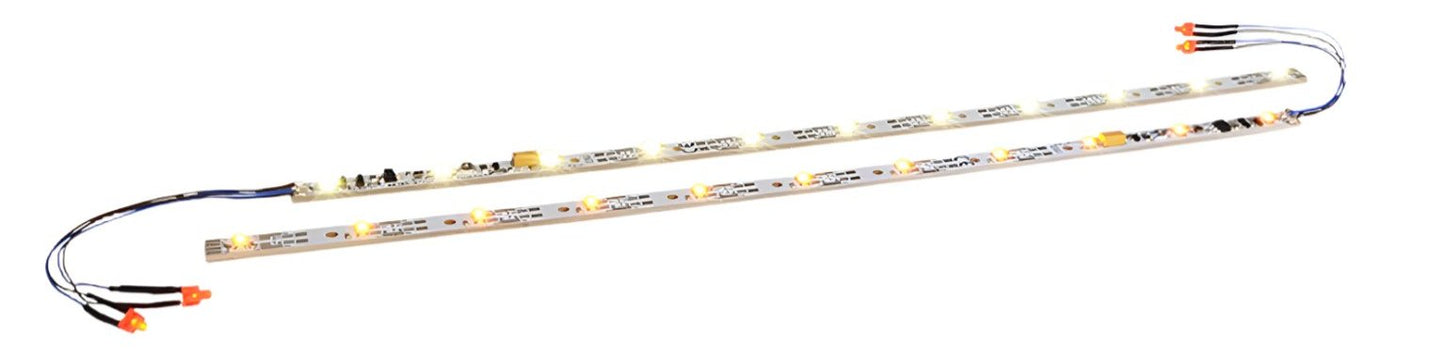 LED lighting strip with taillight, 255mm, 11 LEDs 'warm-white'. For gauge N, OO & O